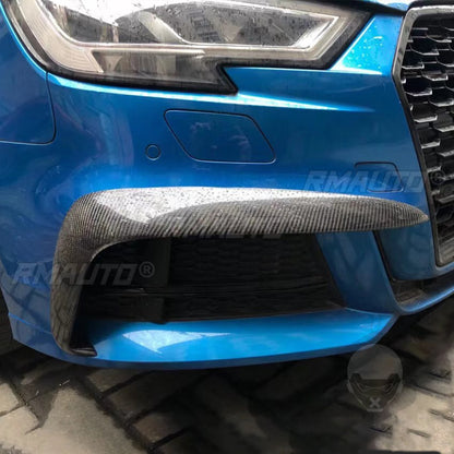 2Pcs Carbon Fiber Front Bumper Vent Fender Splitter Air Intake Decoration Cover Trim for Audi A3 A4 S3 S4 2017 2018 2019