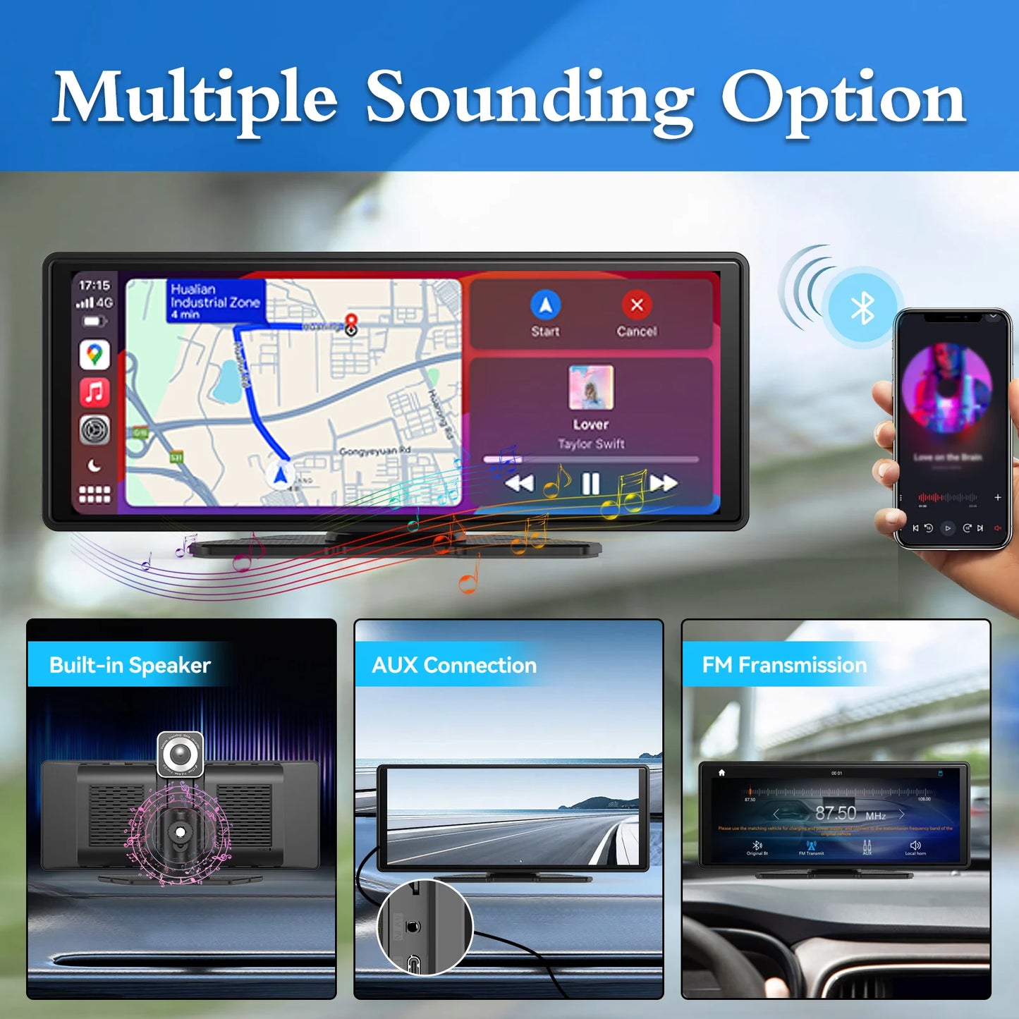10-Inch Wireless CarPlay & Android Auto Portable Screen