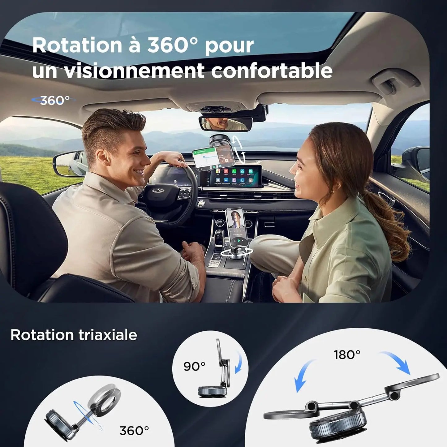 Magnetic MagSafe Car Phone Holder – 360° Rotation