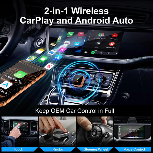 Wireless CarPlay & Android Auto Adapter – 2-in-1 Mini USB
