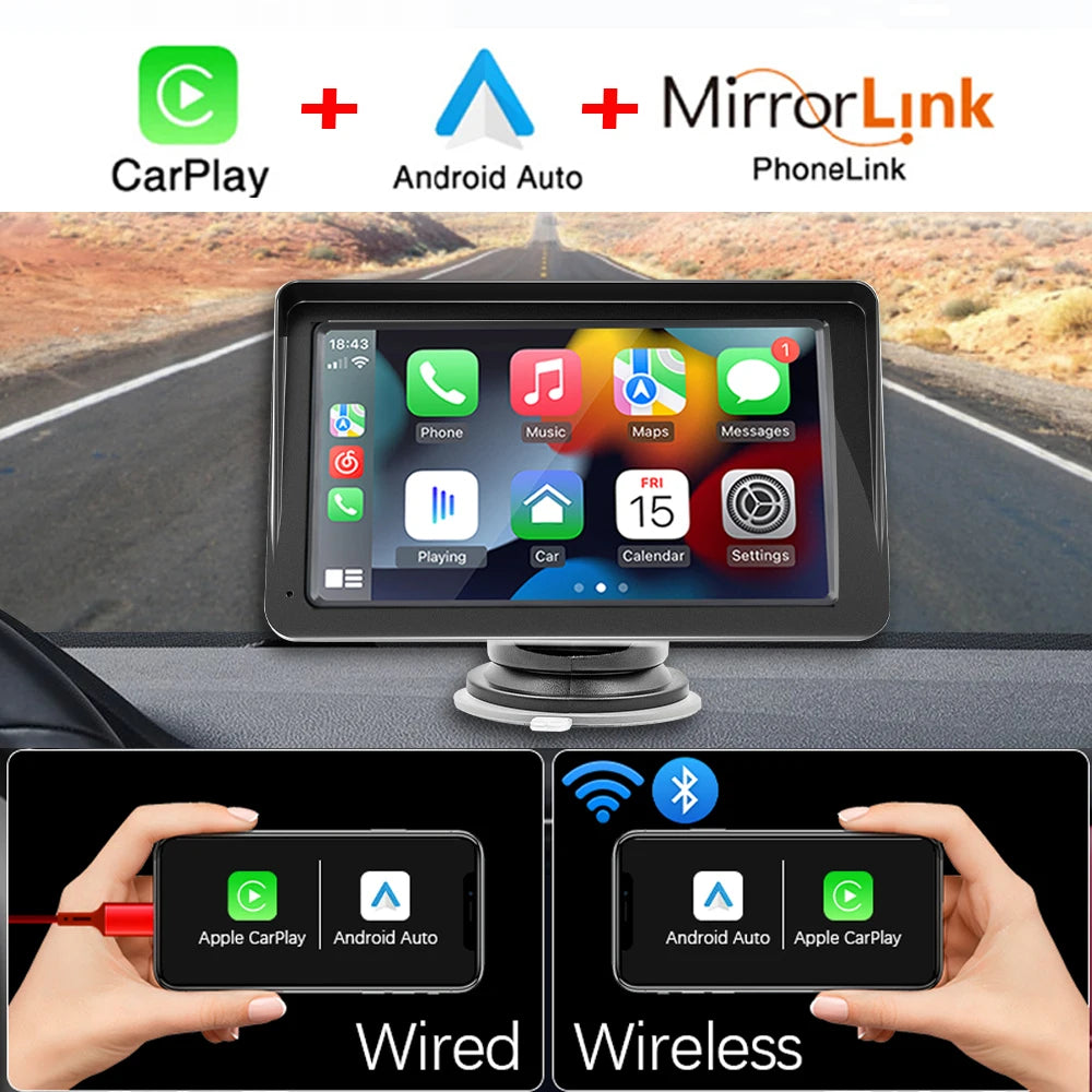 7-Inch Wireless CarPlay & Android Auto Multimedia Screen