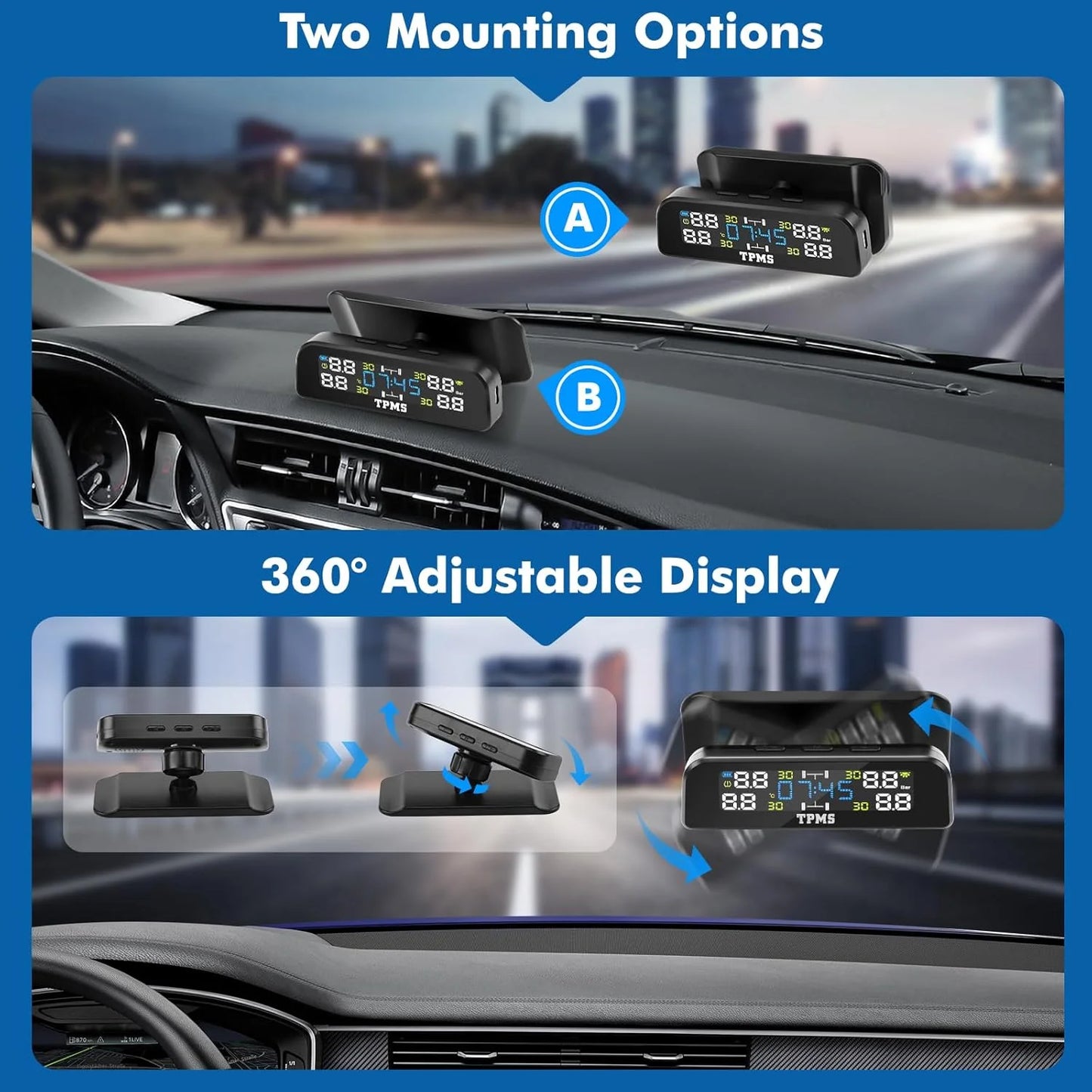 TPMS Tire Pressure Monitoring System – 4 Sensors LCD Display