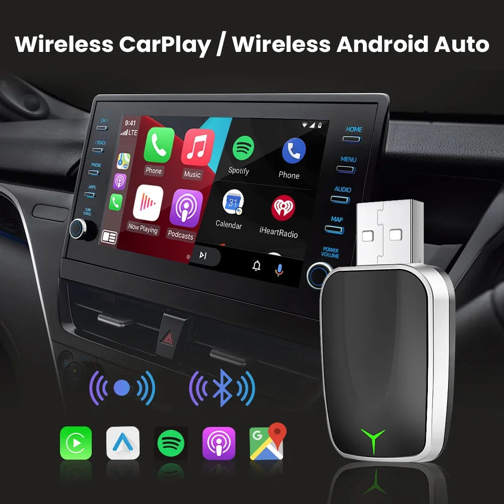 2-in-1 Wireless CarPlay & Android Auto Adapter (USB / Type-C)