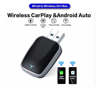 2-in-1 Wireless CarPlay & Android Auto Adapter (USB / Type-C)