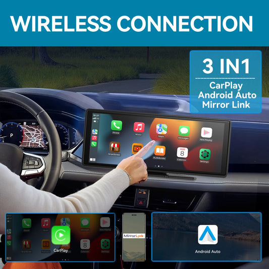 10-Inch Wireless CarPlay & Android Auto Portable Screen
