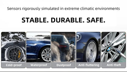 Wireless TPMS Tire Pressure Monitor – Solar & USB Charging