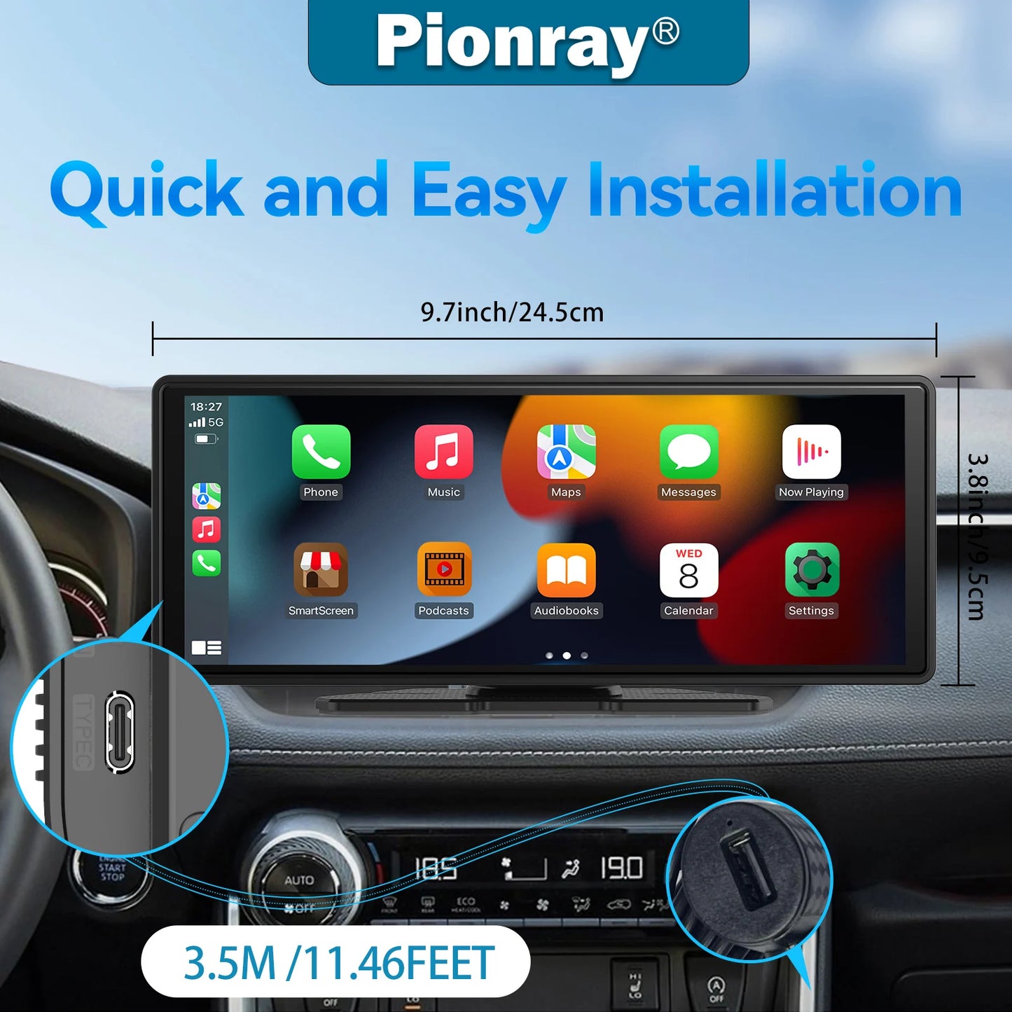 10-Inch Wireless CarPlay & Android Auto Portable Screen