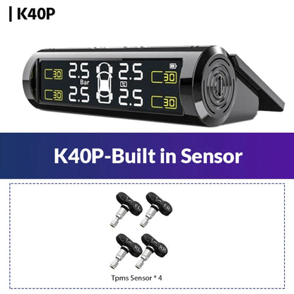 Wireless TPMS Tire Pressure Monitor – Solar & USB Charging