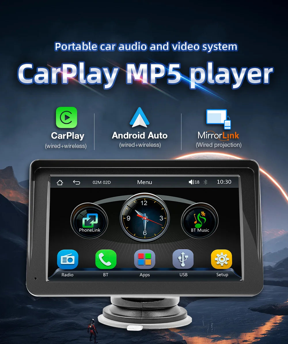 7-Inch Wireless CarPlay & Android Auto Multimedia Screen