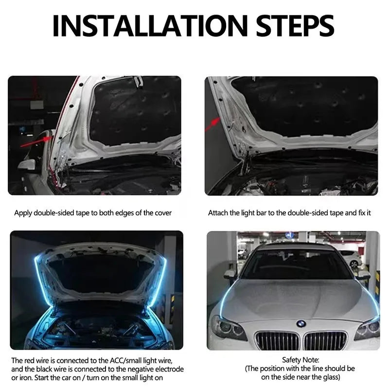 Dynamic Meteor LED Hood Light Strip – Universal DRL Style