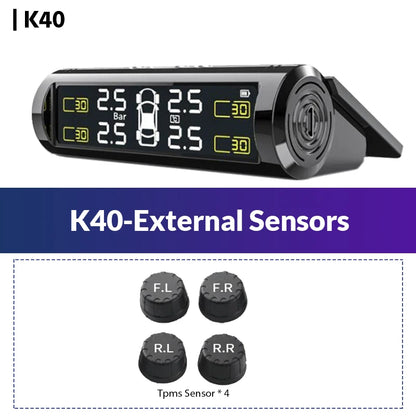 Wireless TPMS Tire Pressure Monitor – Solar & USB Charging