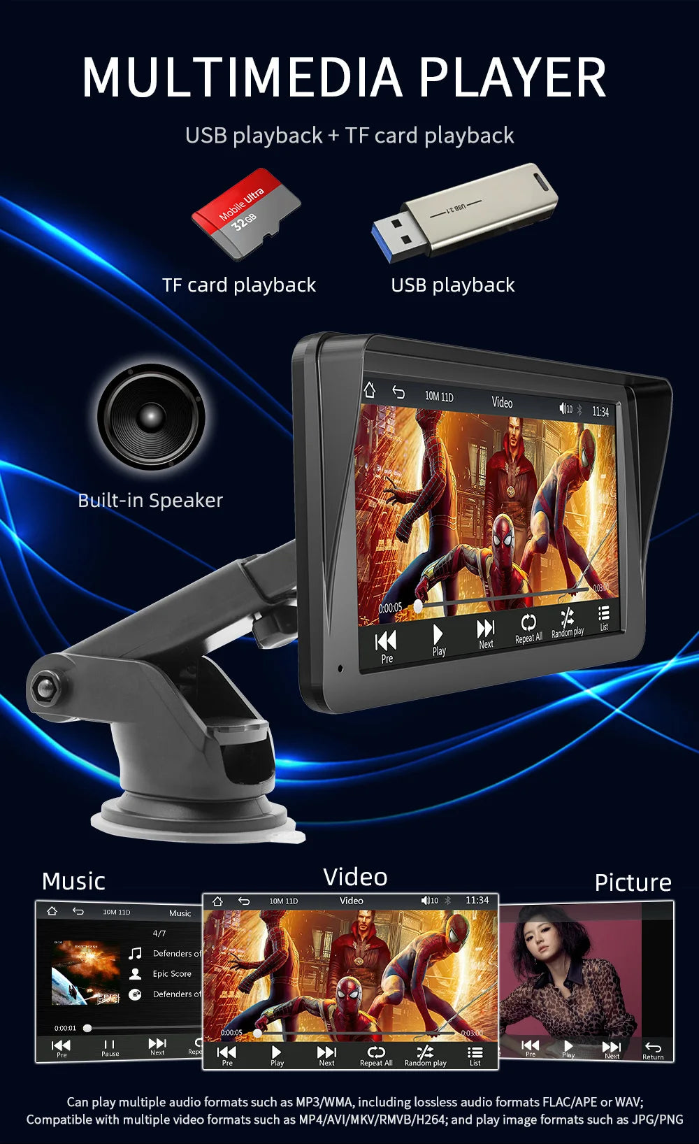 7-Inch Wireless CarPlay & Android Auto Multimedia Screen