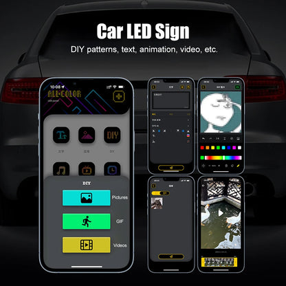 Car LED Sign Smart LED Matrix Pixel Panel Lamp Mobile Phone APP Control Car Rear Windshield LED Display Screen Auto Decoration