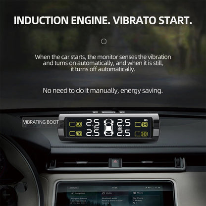 Wireless TPMS Tire Pressure Monitor – Solar & USB Charging