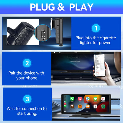 10-Inch Wireless CarPlay & Android Auto Portable Screen