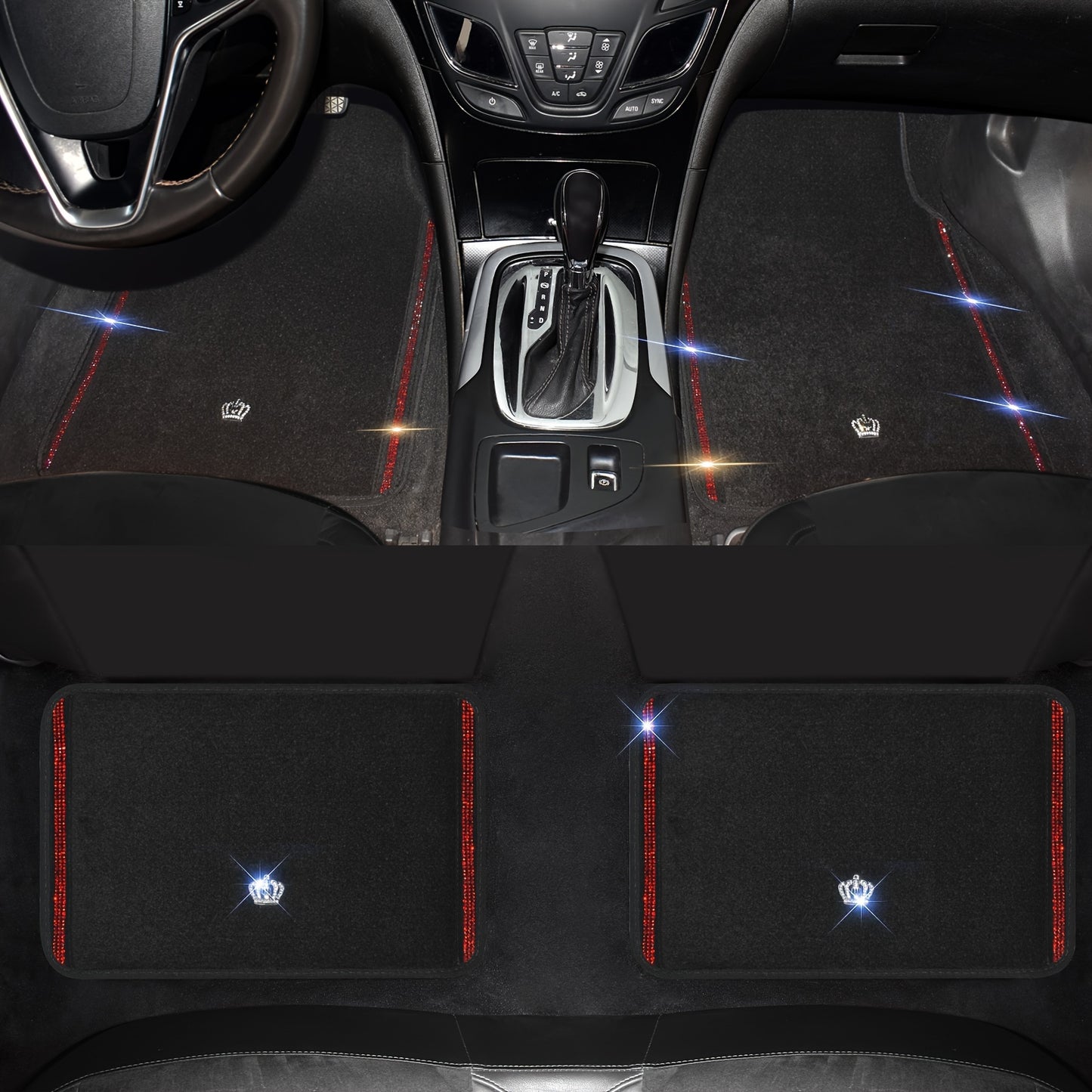 Luxury Diamond Crown Car Floor Mats – Universal Fit