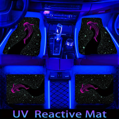 2/4pcs UV Reactive Whale Pattern Car Floor Mats