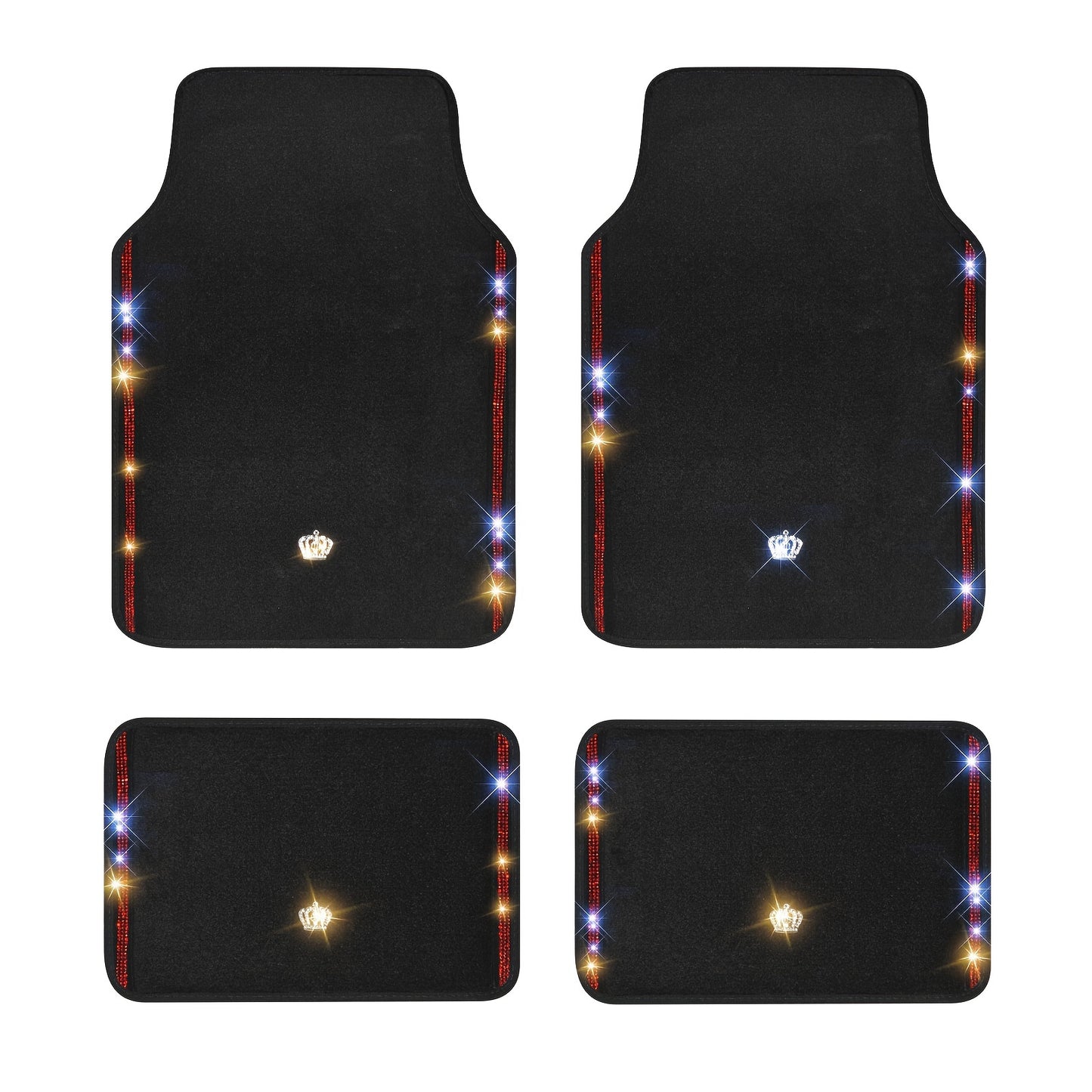 Luxury Diamond Crown Car Floor Mats – Universal Fit