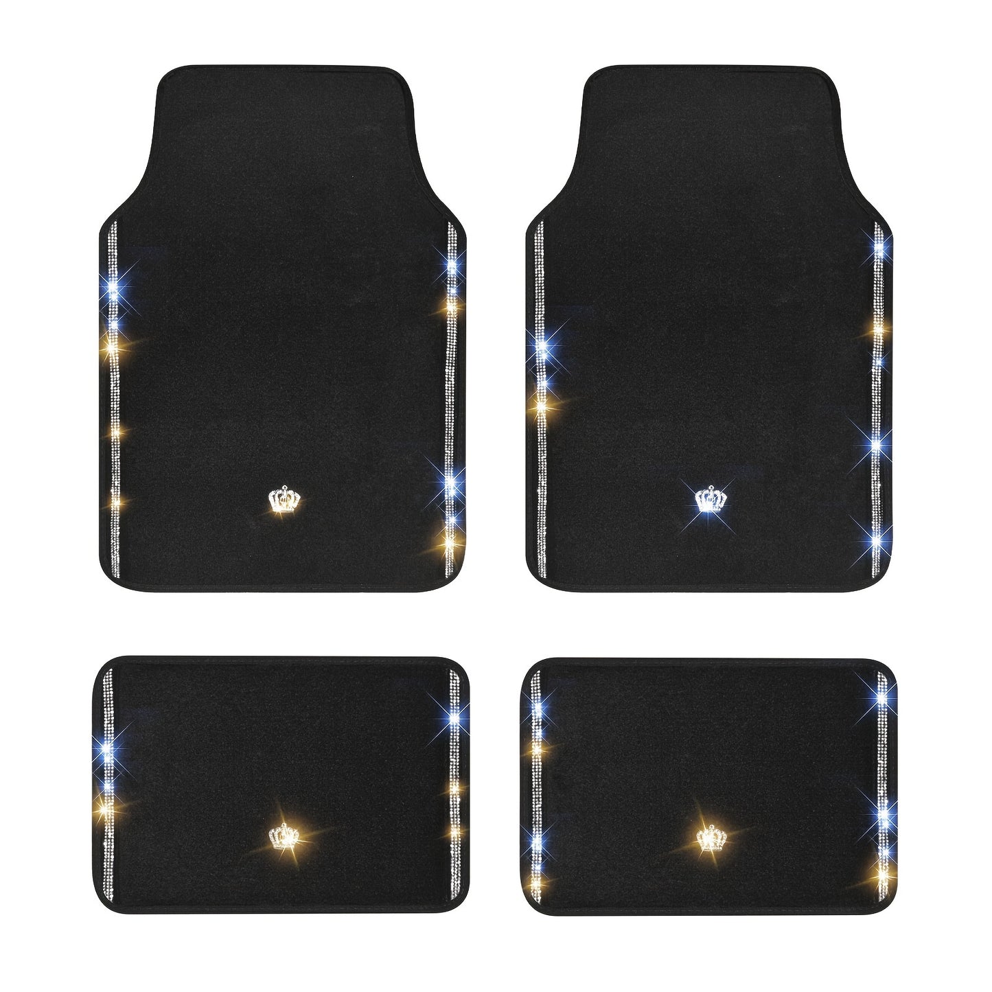 Luxury Diamond Crown Car Floor Mats – Universal Fit
