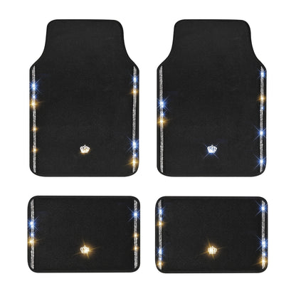 Luxury Diamond Crown Car Floor Mats – Universal Fit