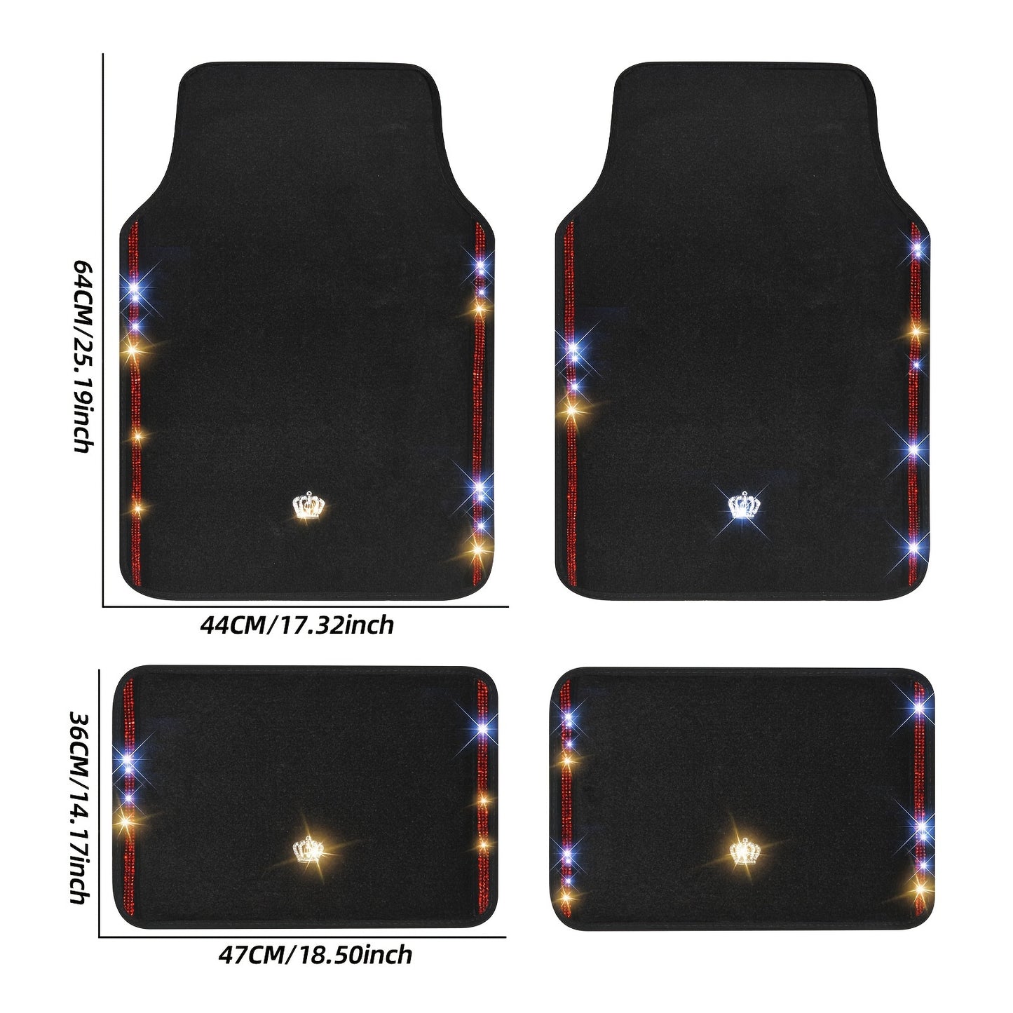 Luxury Diamond Crown Car Floor Mats – Universal Fit