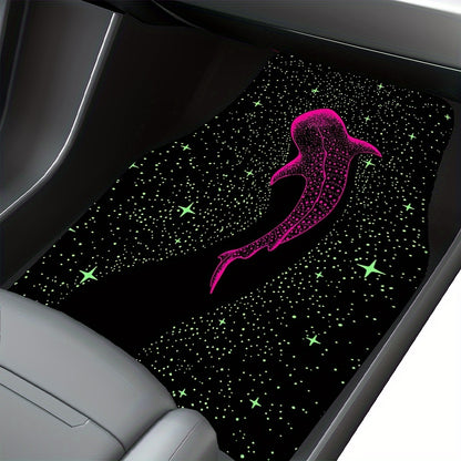 2/4pcs UV Reactive Whale Pattern Car Floor Mats