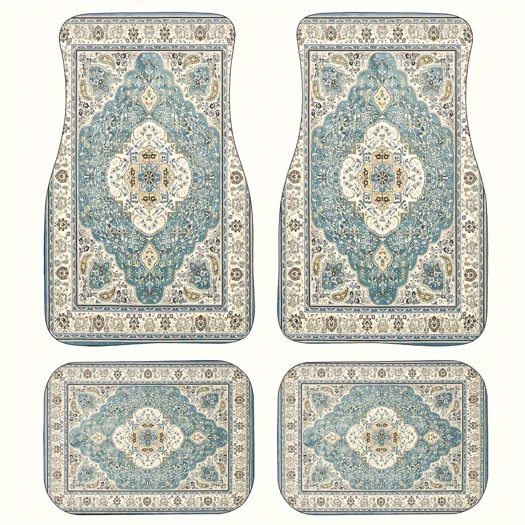 4pcs Vintage European Pattern Car Floor Mats