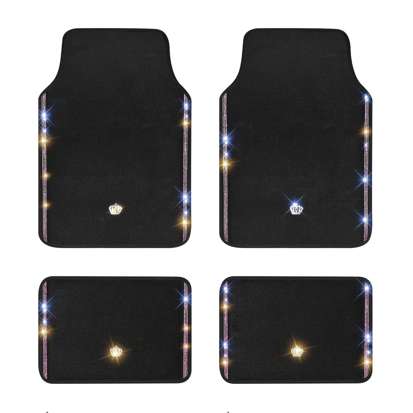 Luxury Diamond Crown Car Floor Mats – Universal Fit