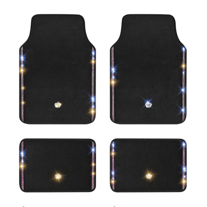 Luxury Diamond Crown Car Floor Mats – Universal Fit