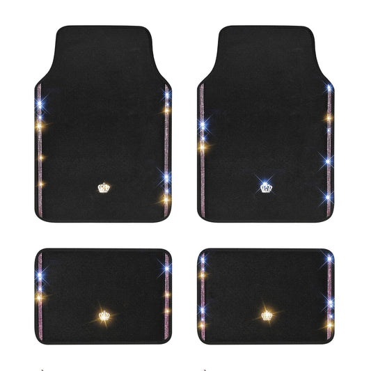 Luxury Diamond Crown Car Floor Mats – Universal Fit